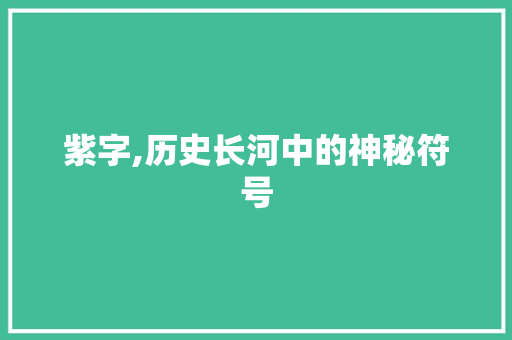 紫字,历史长河中的神秘符号 范文赏析