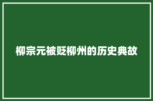 柳宗元被贬柳州的历史典故