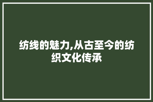 纺线的魅力,从古至今的纺织文化传承 写作社区