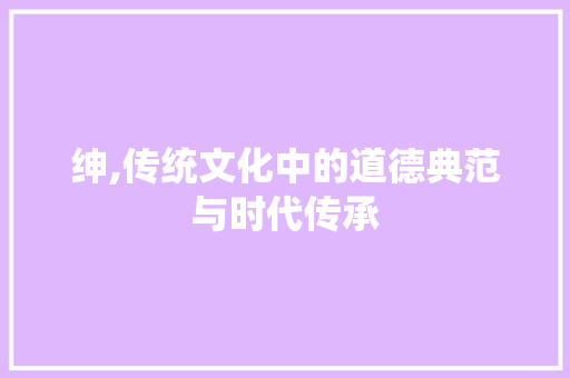 绅,传统文化中的道德典范与时代传承 写作技巧