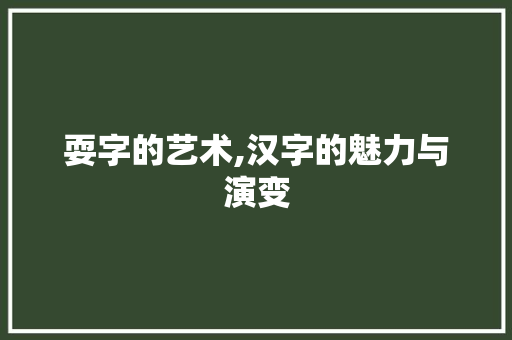 耍字的艺术,汉字的魅力与演变 范文赏析