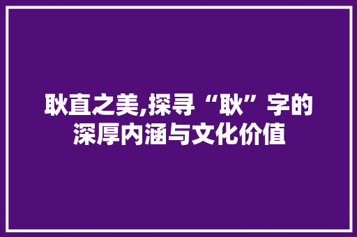 耿直之美,探寻“耿”字的深厚内涵与文化价值 写作素材