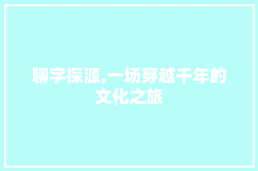 聊字探源,一场穿越千年的文化之旅 商业文案