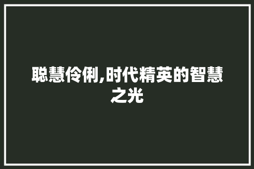 聪慧伶俐,时代精英的智慧之光