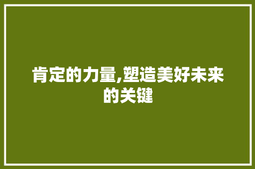 肯定的力量,塑造美好未来的关键