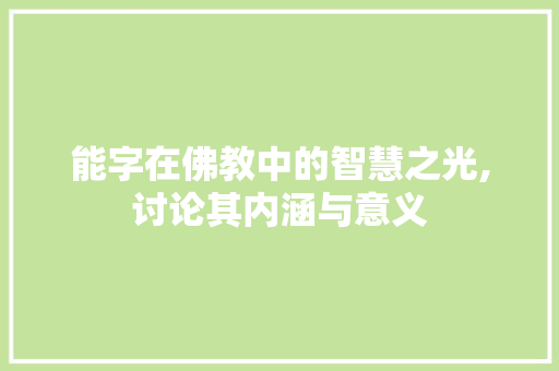 能字在佛教中的智慧之光,讨论其内涵与意义 报告写作
