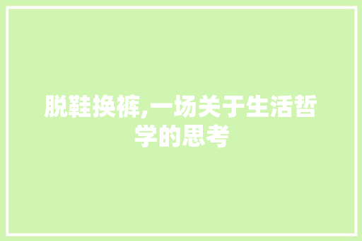 脱鞋换裤,一场关于生活哲学的思考 诗歌创作