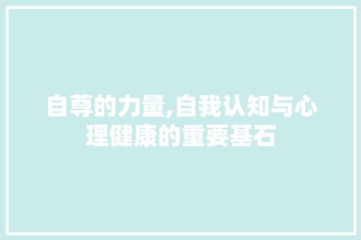 自尊的力量,自我认知与心理健康的重要基石