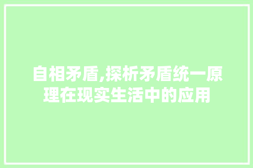 自相矛盾,探析矛盾统一原理在现实生活中的应用 写作社区