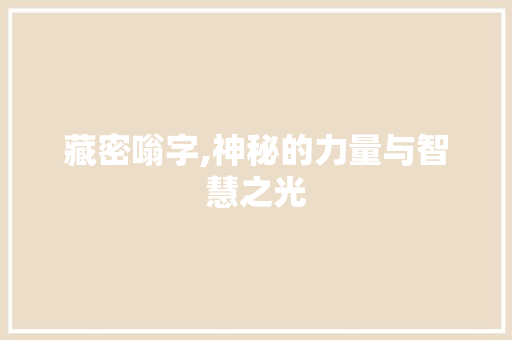 藏密嗡字,神秘的力量与智慧之光 词汇积累