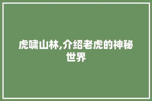 虎啸山林,介绍老虎的神秘世界