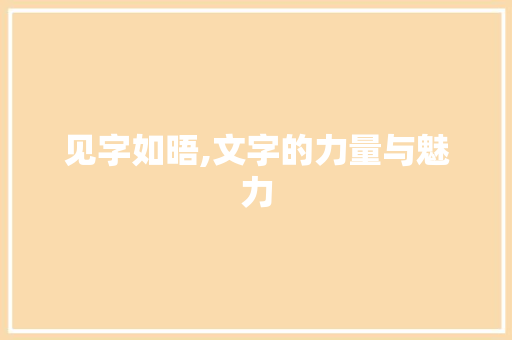 见字如晤,文字的力量与魅力