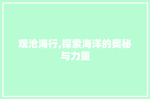 观沧海行,探索海洋的奥秘与力量