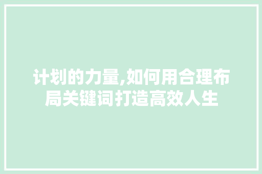 计划的力量,如何用合理布局关键词打造高效人生