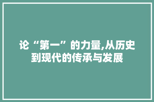 论“第一”的力量,从历史到现代的传承与发展 报告写作