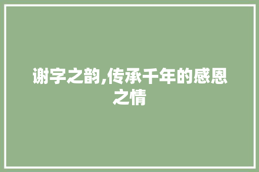 谢字之韵,传承千年的感恩之情