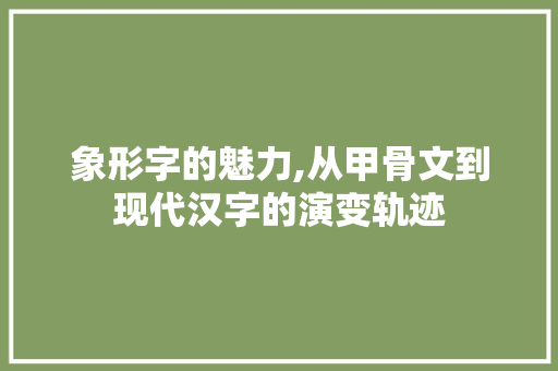 象形字的魅力,从甲骨文到现代汉字的演变轨迹