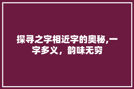 探寻之字相近字的奥秘,一字多义，韵味无穷