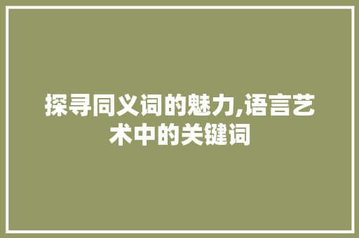 探寻同义词的魅力,语言艺术中的关键词
