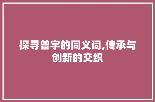 探寻曾字的同义词,传承与创新的交织 商业文案