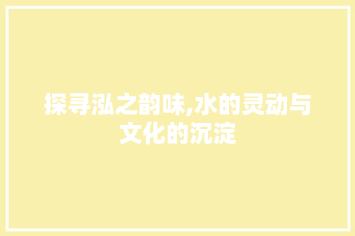 探寻泓之韵味,水的灵动与文化的沉淀