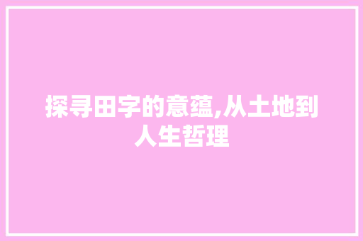探寻田字的意蕴,从土地到人生哲理