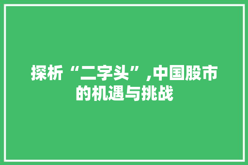 探析“二字头”,中国股市的机遇与挑战