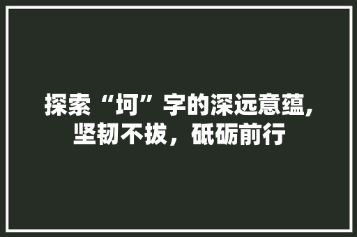 探索“坷”字的深远意蕴,坚韧不拔，砥砺前行