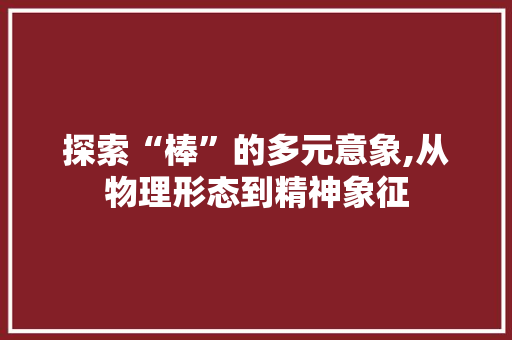探索“棒”的多元意象,从物理形态到精神象征