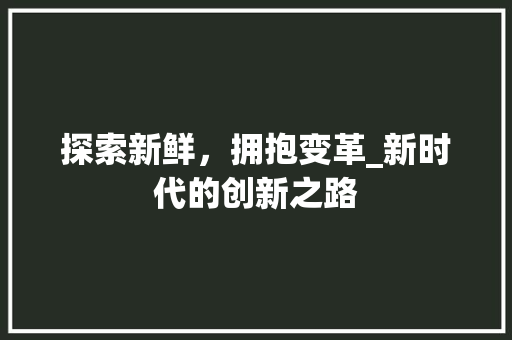 探索新鲜，拥抱变革_新时代的创新之路
