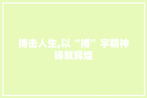 搏击人生,以“搏”字精神铸就辉煌