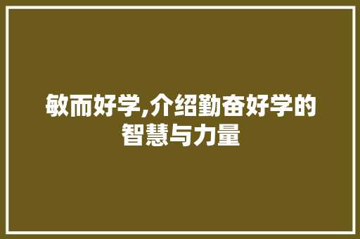 敏而好学,介绍勤奋好学的智慧与力量