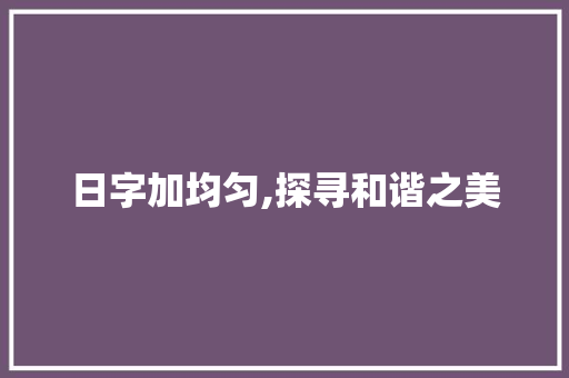 日字加均匀,探寻和谐之美