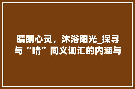 晴朗心灵，沐浴阳光_探寻与“晴”同义词汇的内涵与魅力