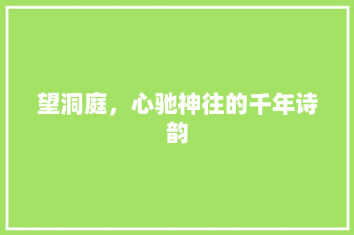 望洞庭，心驰神往的千年诗韵