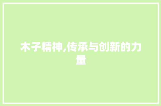 木子精神,传承与创新的力量