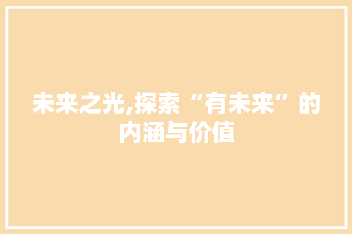 未来之光,探索“有未来”的内涵与价值