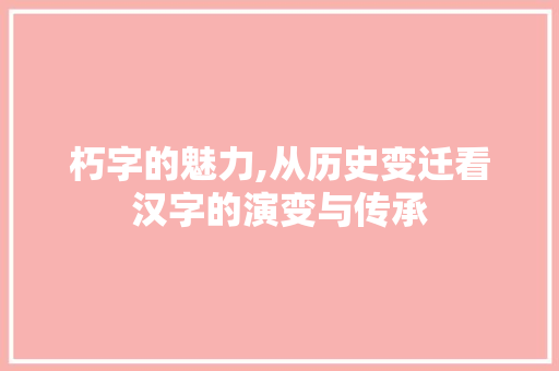 朽字的魅力,从历史变迁看汉字的演变与传承