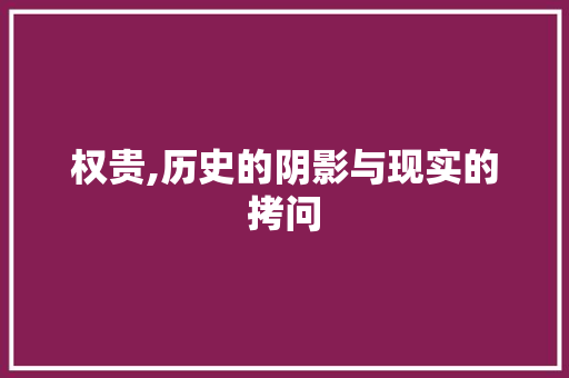权贵,历史的阴影与现实的拷问