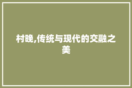 村晚,传统与现代的交融之美