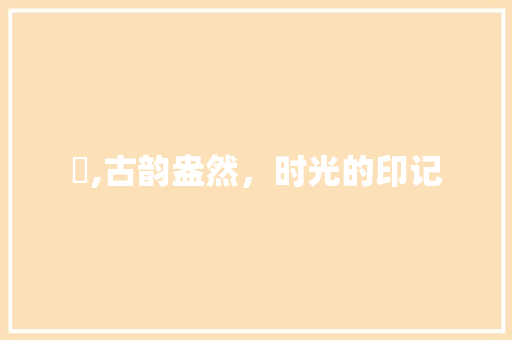 枔,古韵盎然，时光的印记