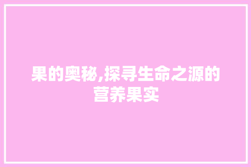 果的奥秘,探寻生命之源的营养果实