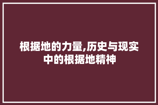 根据地的力量,历史与现实中的根据地精神