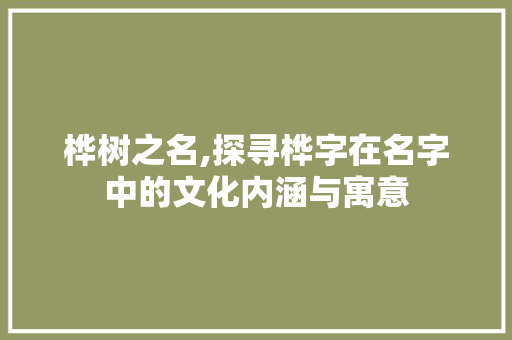 桦树之名,探寻桦字在名字中的文化内涵与寓意