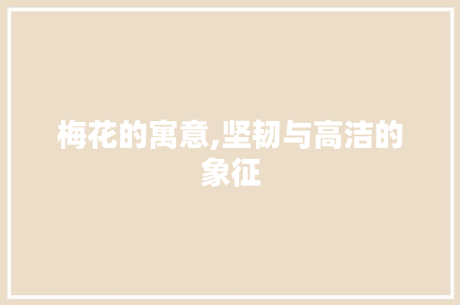 梅花的寓意,坚韧与高洁的象征