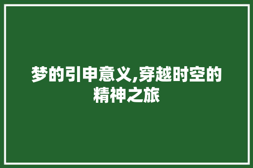 梦的引申意义,穿越时空的精神之旅