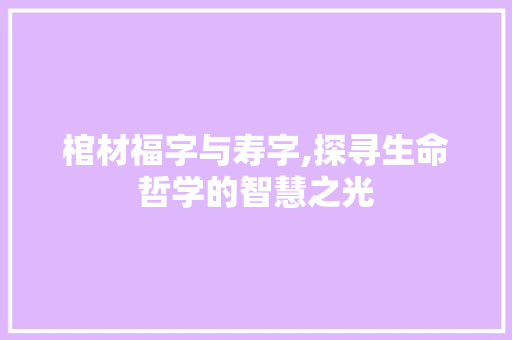 棺材福字与寿字,探寻生命哲学的智慧之光