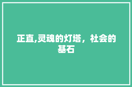 正直,灵魂的灯塔，社会的基石