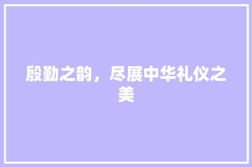 殷勤之韵，尽展中华礼仪之美