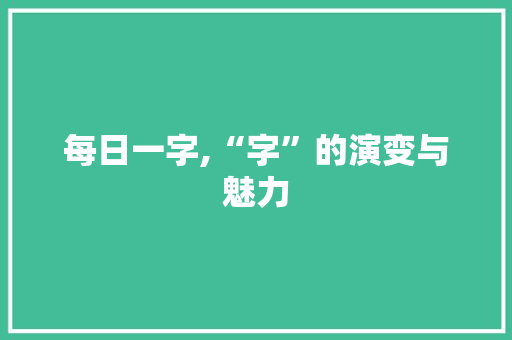 每日一字,“字”的演变与魅力